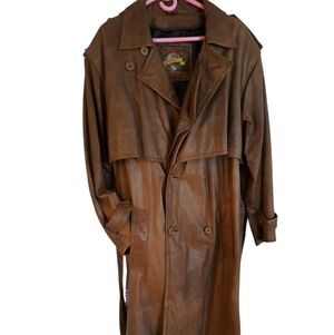 Vintage Adventure Bound Originals Brown Leather ZipOut Thermal Lined Trench Coat